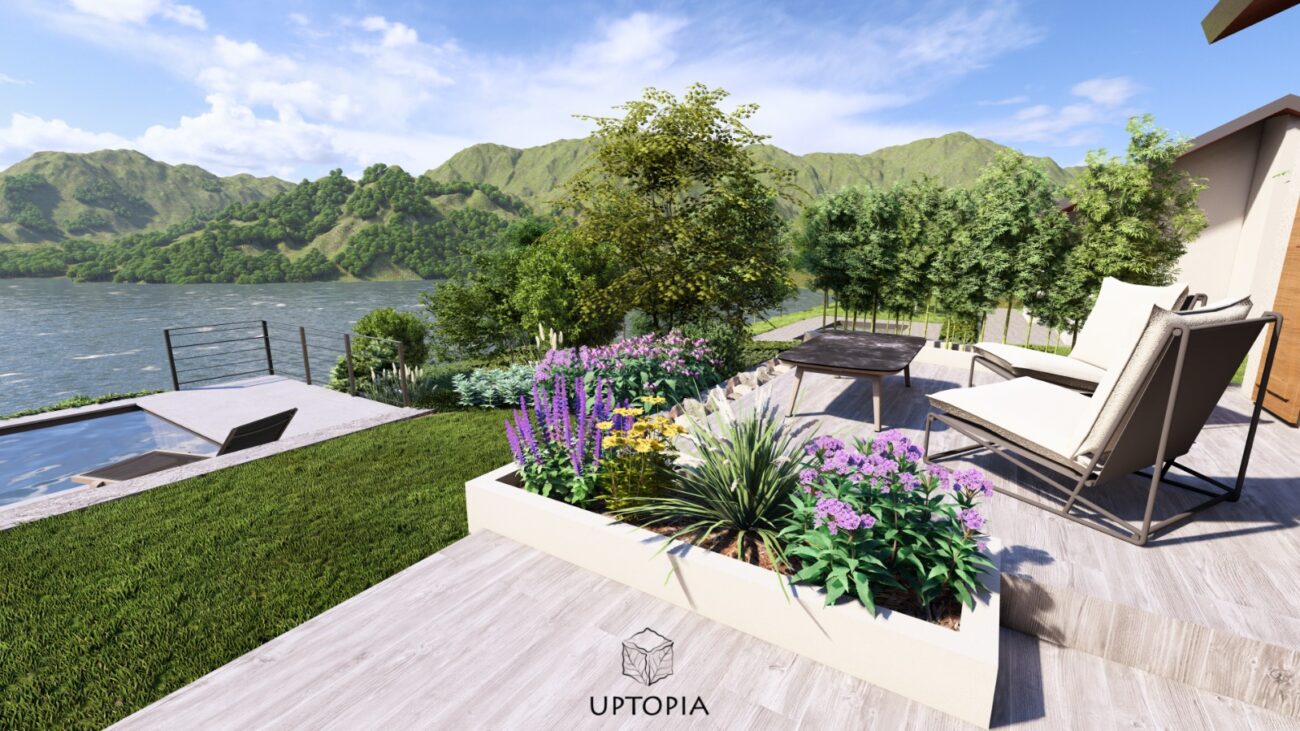 Jardin à fleur d'eau - vue terrasse