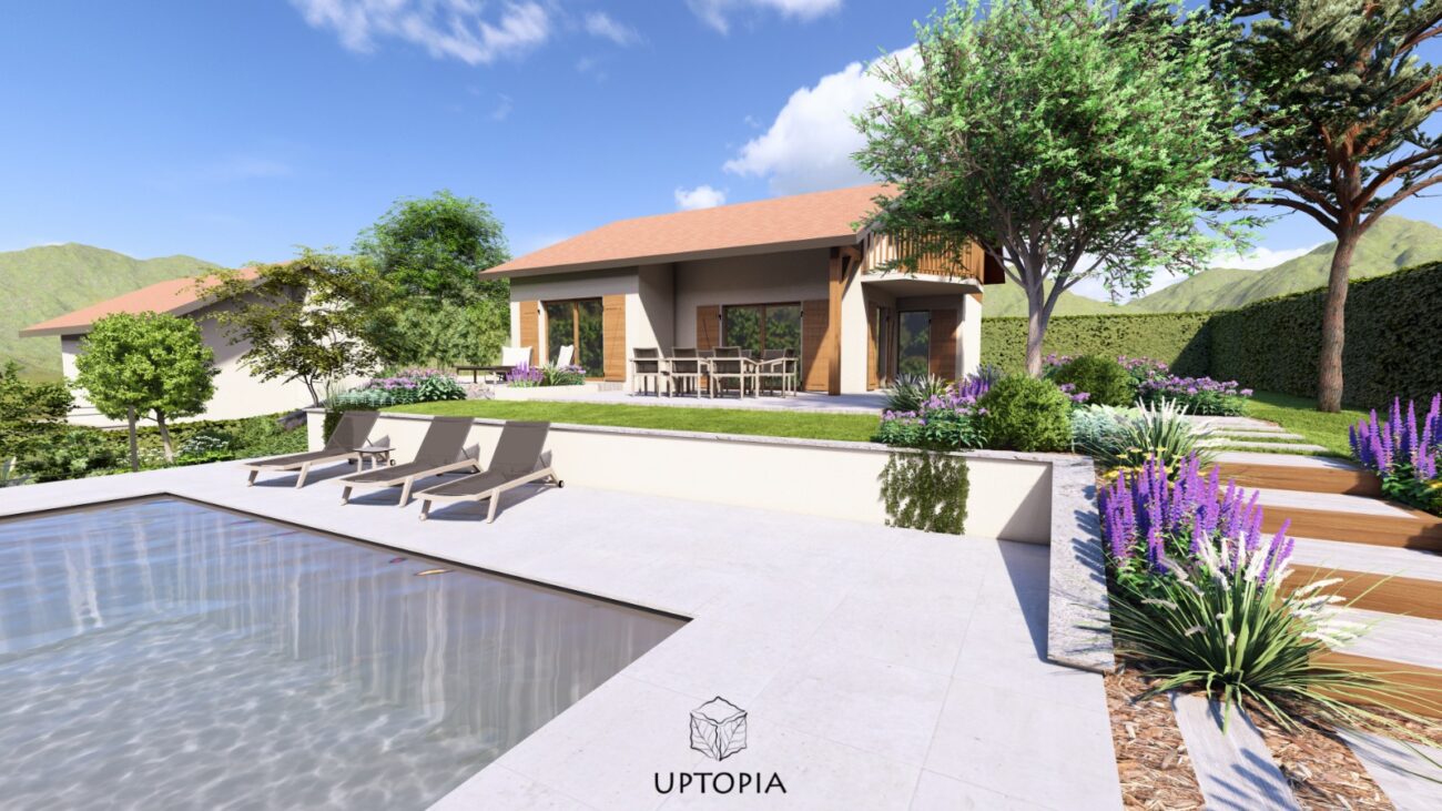 Jardin à fleur d'eau - vue maison