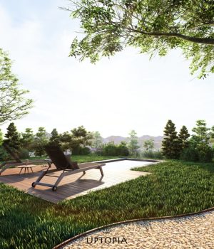 Montagne et jardins suspendus – vue piscine Montagne et jardins suspendus - vue piscine